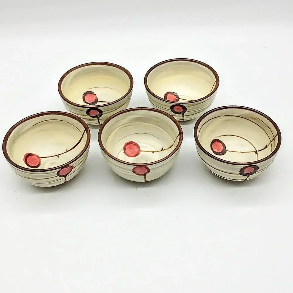 Handmade Korean Chulhwa Buncheong Cherry Ceramic Tea Set